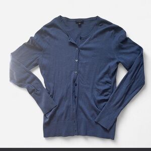 Ann Taylor Blue Grey Button-Front Cardigan